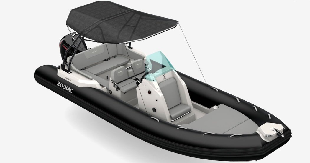 Zodiac MEDLINE 6.8 Black/White with Yamaha 250 and Load Rite trailer