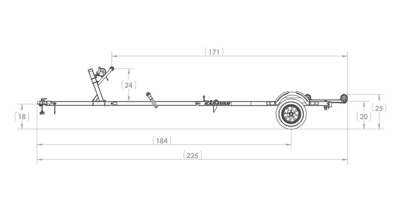 Karavan Single Axle 1500# Wide Roller Trailer