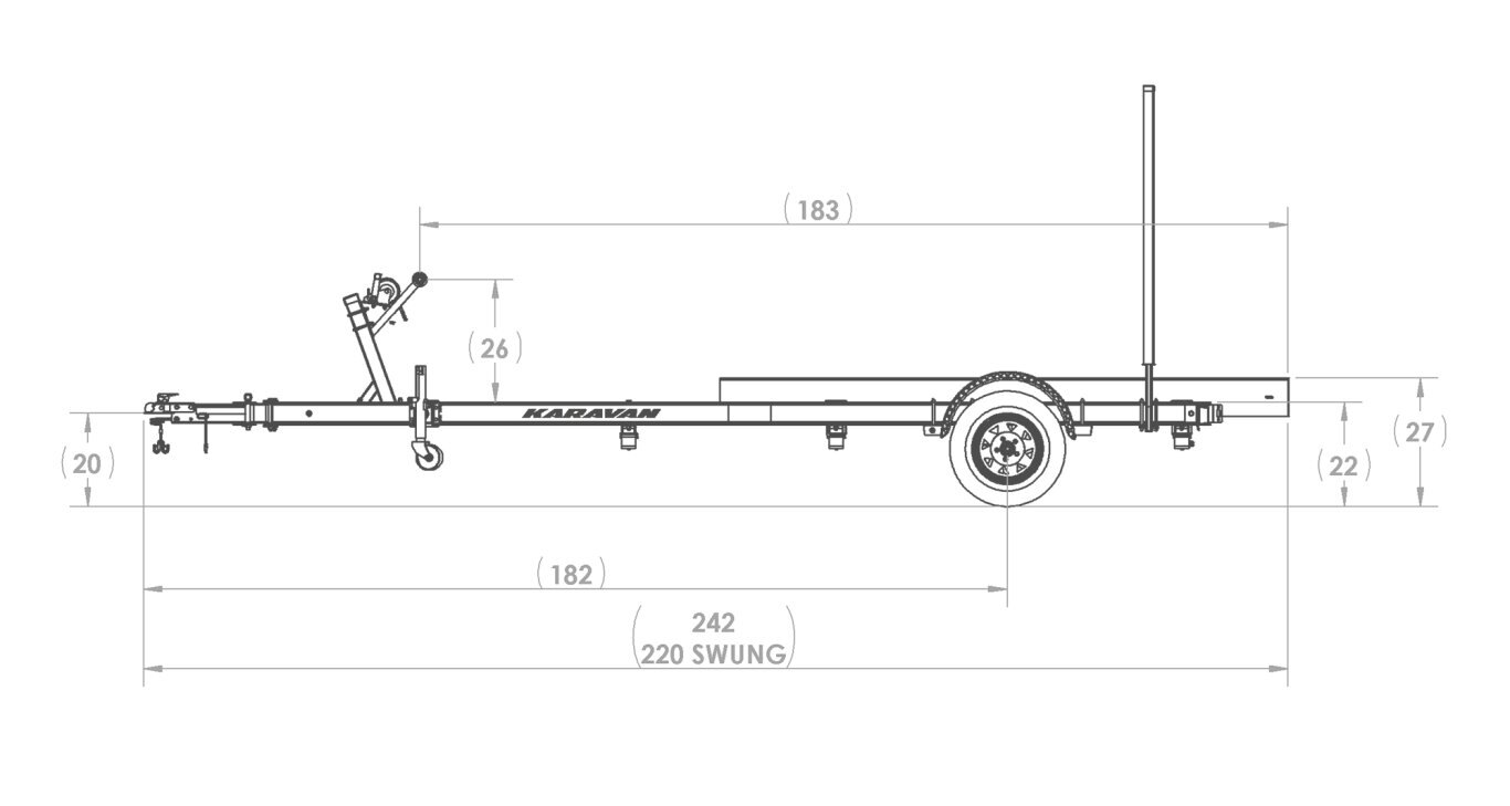 Karavan Single Axle Aluminum 2450# Bunk Trailer