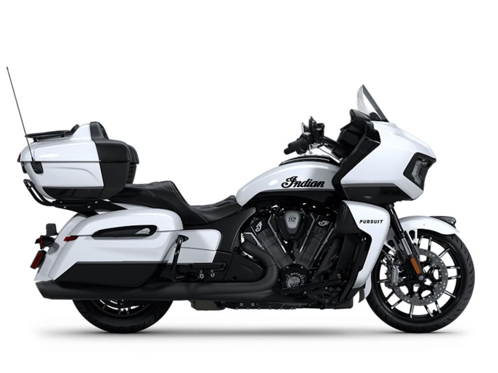 2025 Indian Motorcycle Pursuit Dark Horse 112 Ghost White Metallic Crystal with Black Vivid