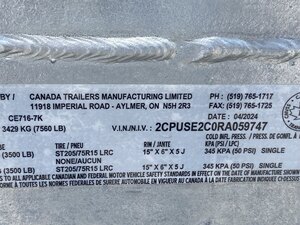 2024 Canada Trailers CE 716 7k