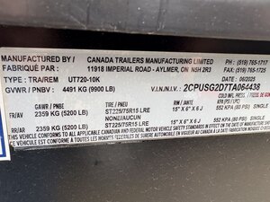 2026 Canada Trailers Tandem Axle Steel Side UT720 10K