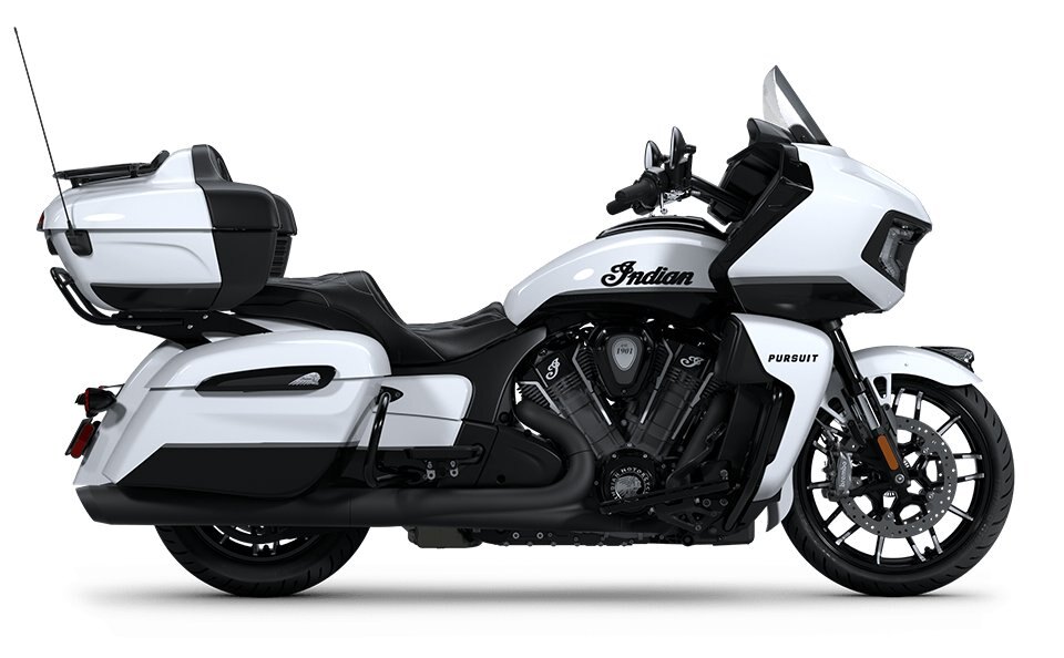 2025 Indian Pursuit dark Horse 108 PowerPlus Standard Ghost White Metallic Crystal with Black Vivid Crystal