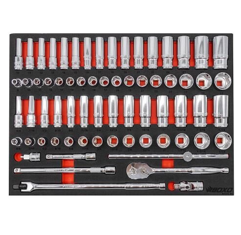 68 Piece 1/2" Drive 6 Point Metric & SAE Master Chrome Socket Set