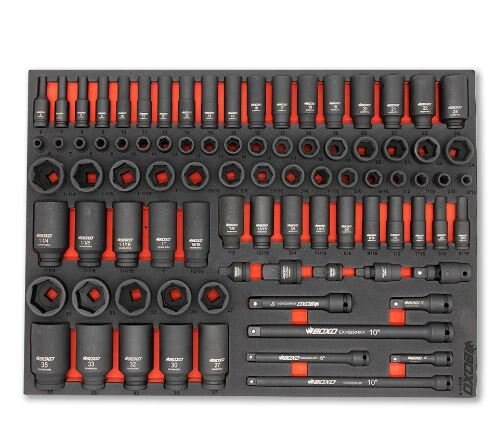 87 Piece 3/8" & 1/2" Drive 6 Point Metric & SAE Standard & Deep Impact Socket Set