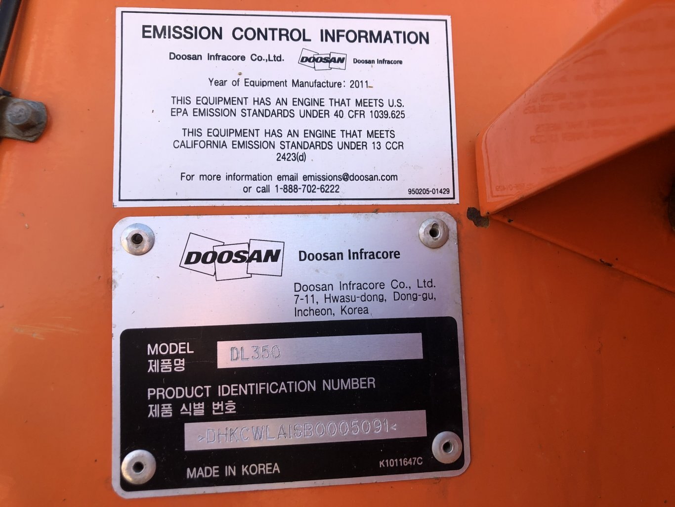 2011 Doosan DL350 Wheel Loader