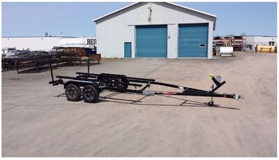 Remorque Bateau Ski/Wake 2025 Remeq RS20D-2 Noir Double Essieux avec Freins pour Moteur Inboard, peut faire sur autres bateaux.