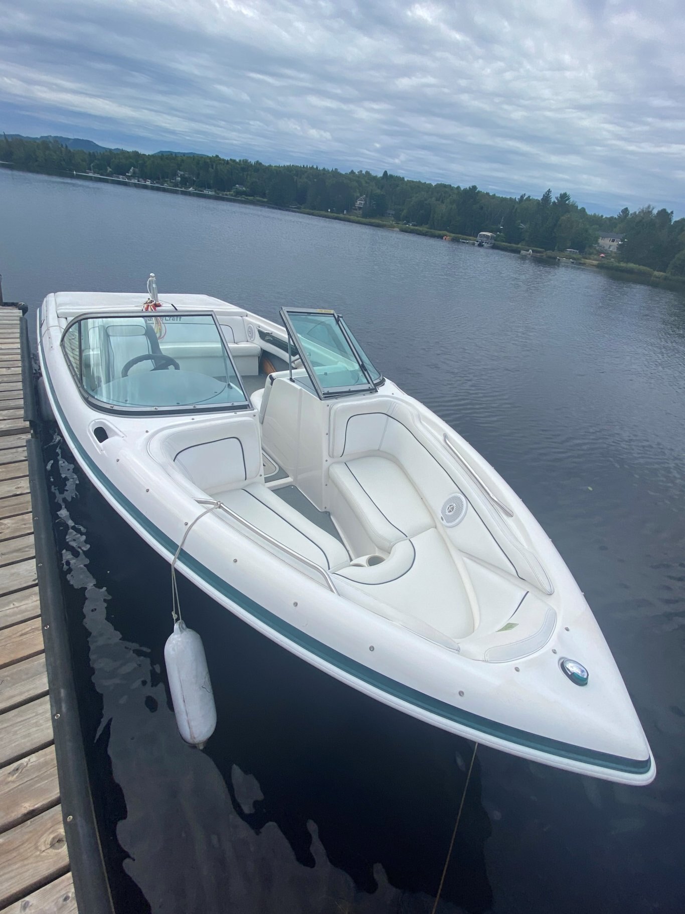 Bateau Mastercraft ProStar 205V (v drive) 1999 Vert sur Blanc avec moteur 5.7l 310HP EFI seulement 743 heures Vient avec Remorque Simple Essieux