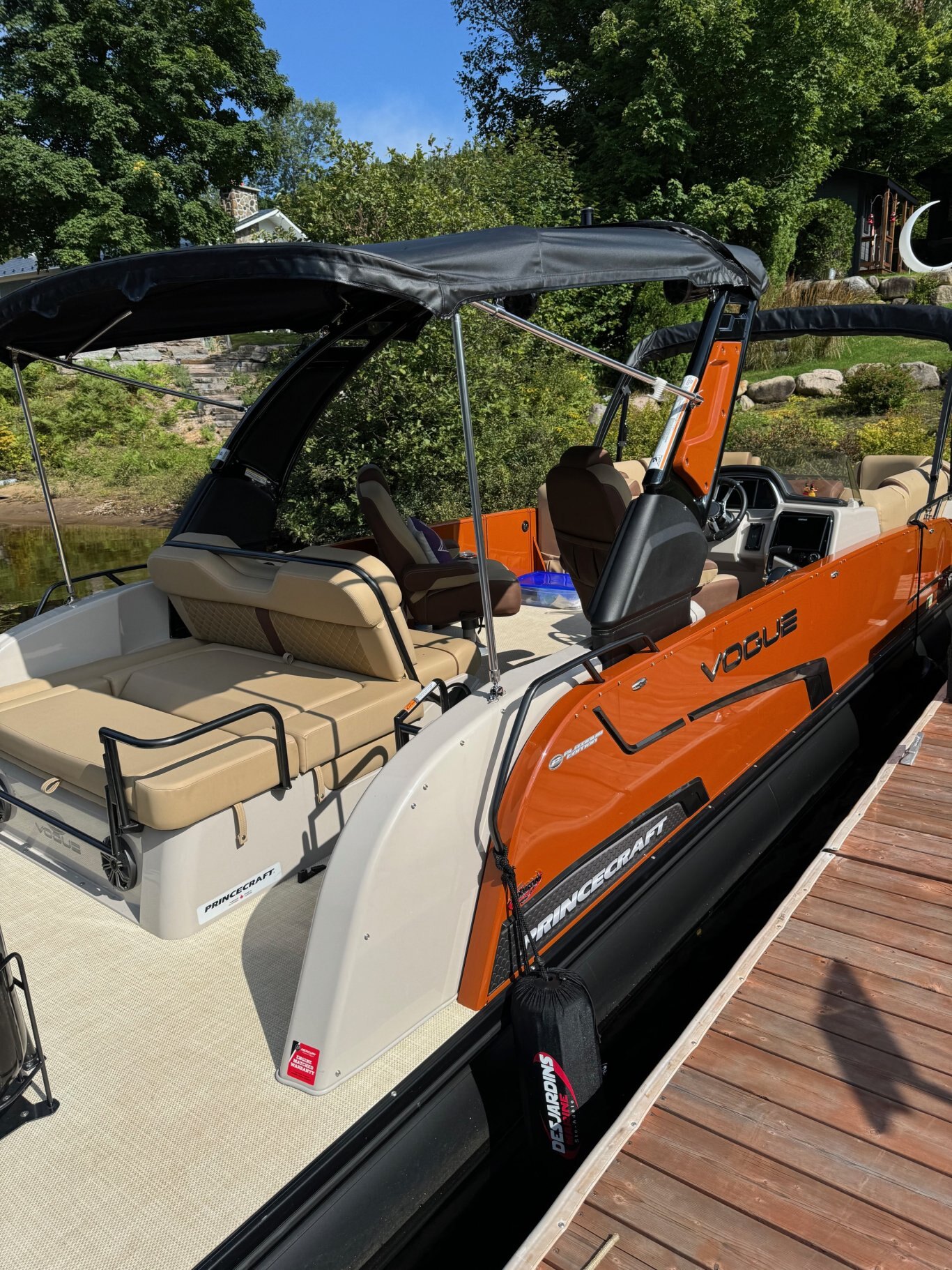 Ponton Princecraft Vogue 25 RL 2024 Orange sur Tan Moteur Mercury® 300HP V8 L DTS Tour à Wake DÉMO!