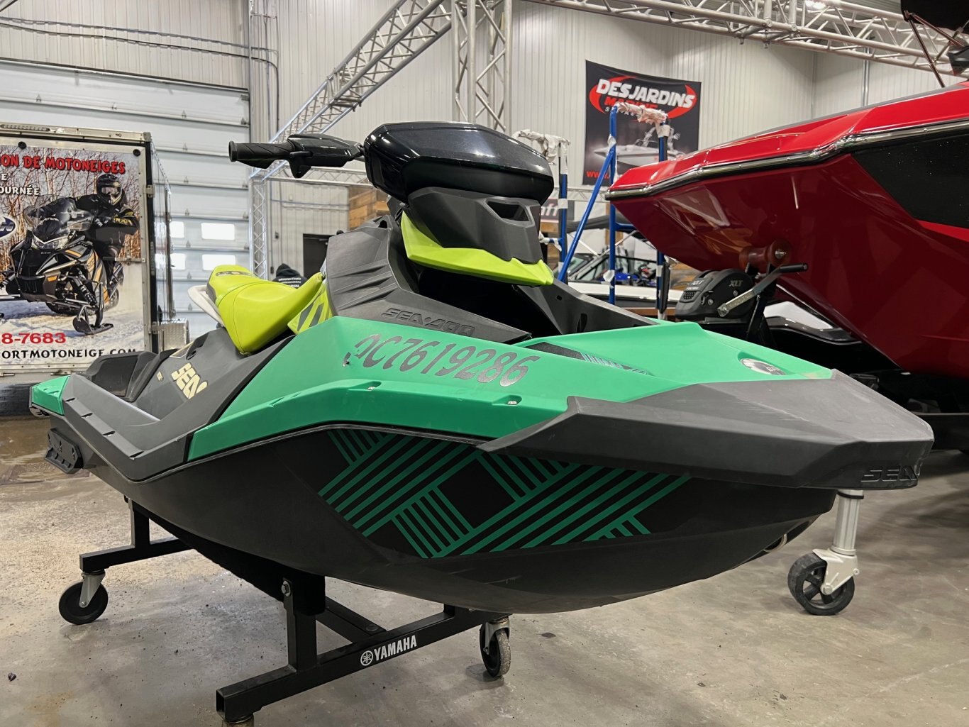 Motomarine BRP Sea Doo Spark 2021 Vert & Noir Moteur Rotax 900cc Ace 90hp avec Système de Sons Détachable.