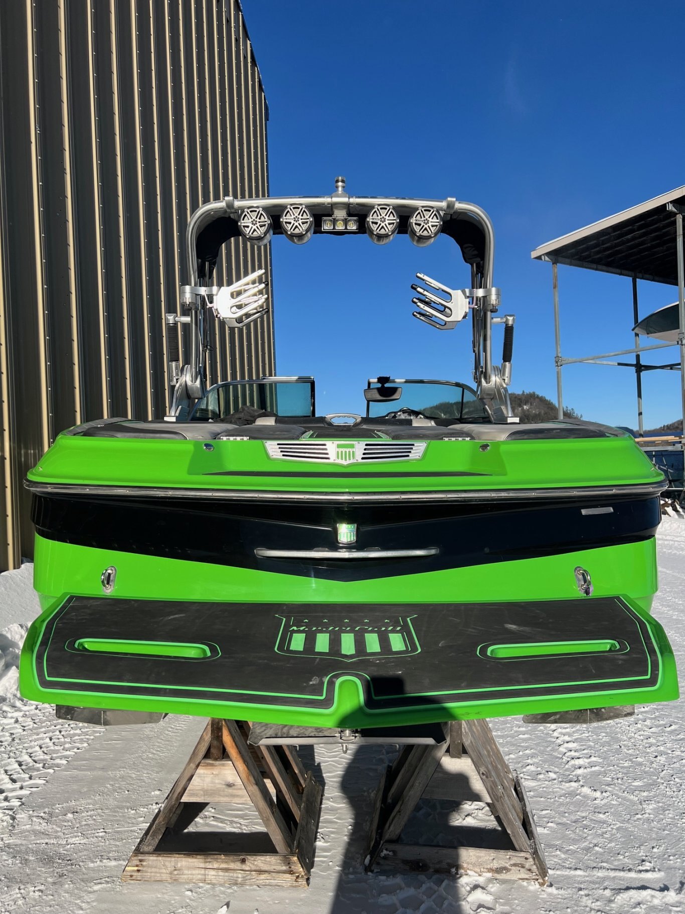 Bateau Mastercraft X30 2014 Vert & Noir avec Moteur Ilmor 6.0l Complètement Équipé pour le Wakesurf!