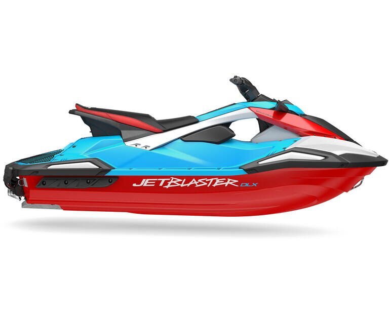 Yamaha JetBlaster DLX 3 UP 2027, cyan/rouge flamme
