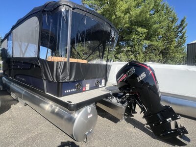 Ponton Princecraft Vectra 21RL Sport 2027 Bleu Minuit sur Tan, Moteur Mercury 115hp Pro XS, Toit Campeur, Sonar, Système de sons Kicker et +!