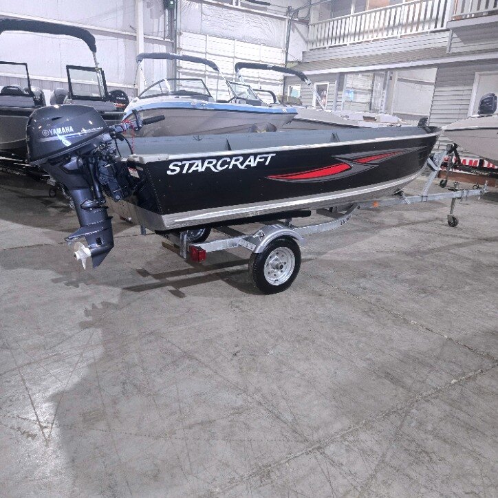 STARCRAFT FISHING PACKAGE W/25 HP YAMAHA OUTBOARD, TRAILER AND FUEL TANK. BOAT SHOW PRICES NOW!