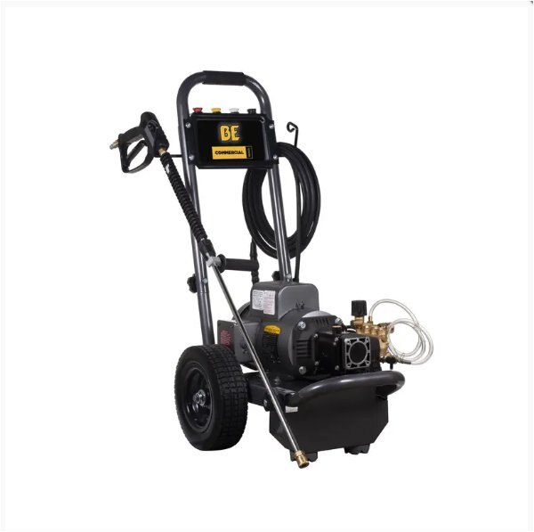 BE Power 1,100 PSI 1.6 GPM Electric Pressure Washer with Baldor Motor and Triplex Axial Pump