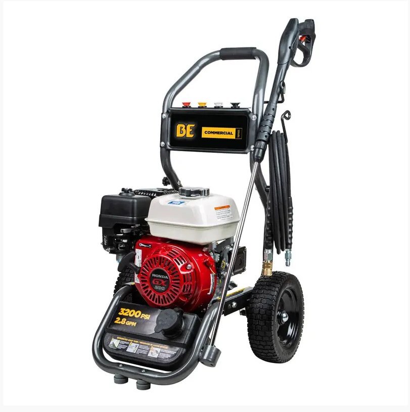 BE Power 1,500 PSI - 1.6 GPM Electric Pressure Washer with Powerease Motor and Triplex Pump