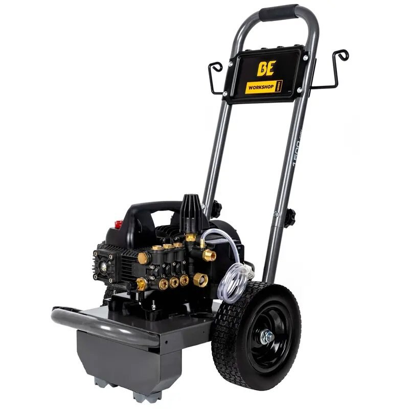 BE Power 1,500 PSI 1.6 GPM Electric Pressure Washer with Powerease Motor and Triplex Pump