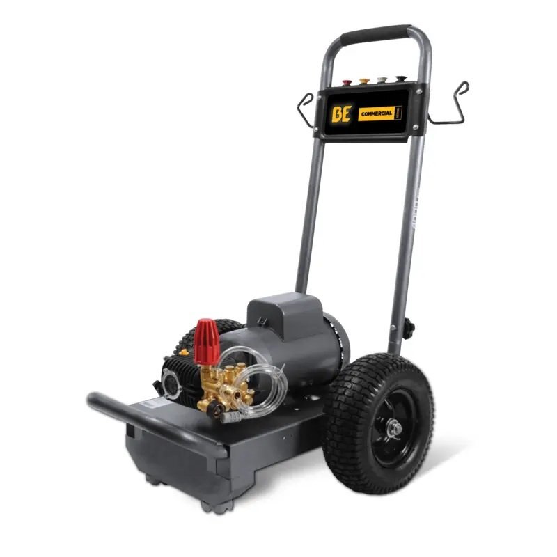 BE Power 2,000 PSI 3.5 GPM Electric Pressure Washer with Baldor Motor and General Triplex Pump