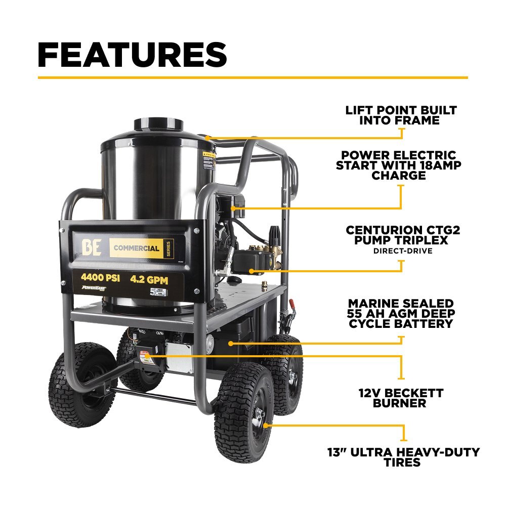 BE 4400 PSI / 4.2 GPM Hot Pressure Washer