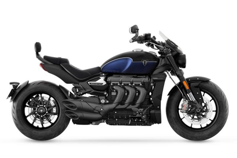 2025 Triumph Rocket 3 Storm GT Matte Sapphire Black and Satin Pacific Blue