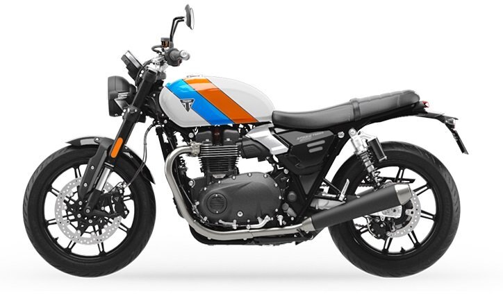 2025 Triumph NEW SPEED TWIN 900 Pure White/Maui Blue/Tangerine Orange