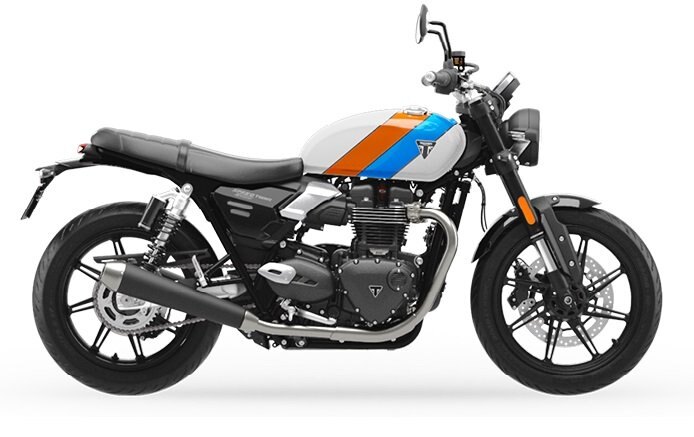 2025 Triumph NEW SPEED TWIN 900 Pure White/Maui Blue/Tangerine Orange