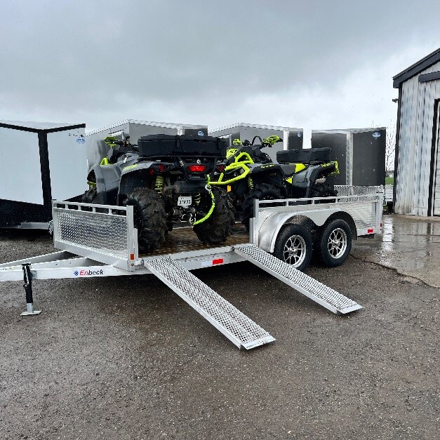 Aluminum 7x16 Tandem Axle Side load ATV Trailer with rear Byfold