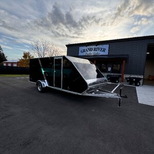 Aluminum 7x16 2 place Hybrid Snowmobile/ 2ATV Trailer