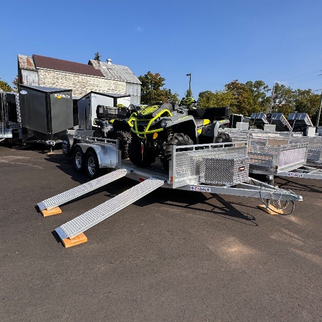 Aluminum 7x16 Tandem Axle Side load ATV Trailer with rear Byfold