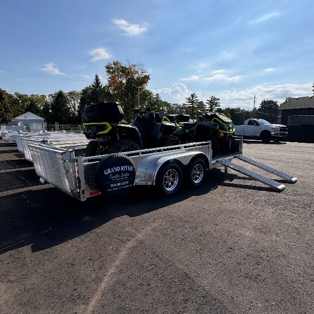 Aluminum 7x16 Tandem Axle Side load ATV Trailer with rear Byfold