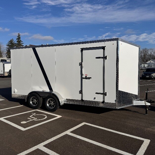 Aluminum 7x16+Vee Tandem Axle 7FT INT Height Enclosed Trailer