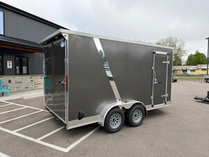 7x14Vee 7FT INT Tandem Axle Enclosed cargo Trailer rear ramp