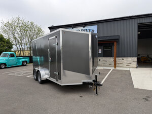 7x14Vee 7FT INT Tandem Axle Enclosed cargo Trailer rear ramp