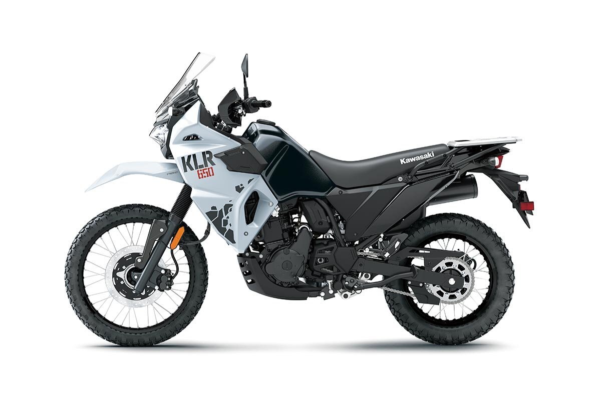 2025 Kawasaki KLR650 Pearl Crystal White / Metallic Carbon Gray