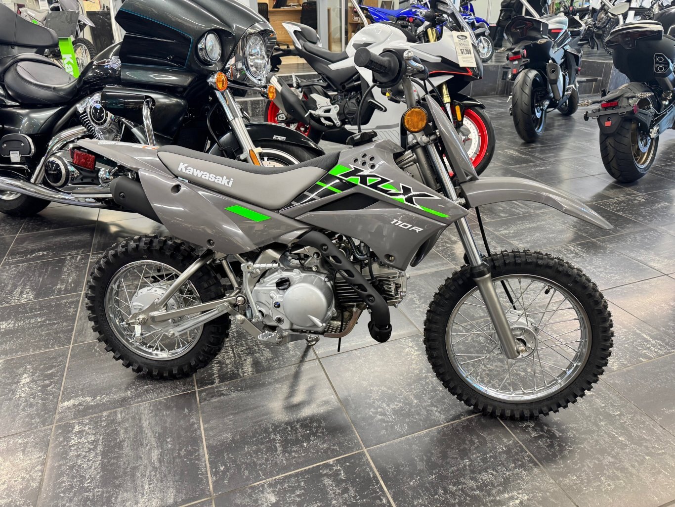 2025 Kawasaki KLX110R Battle Gray AUTOMATIC TRANSMISSION GREAT STARTER BIKE $3799 PLUS HST