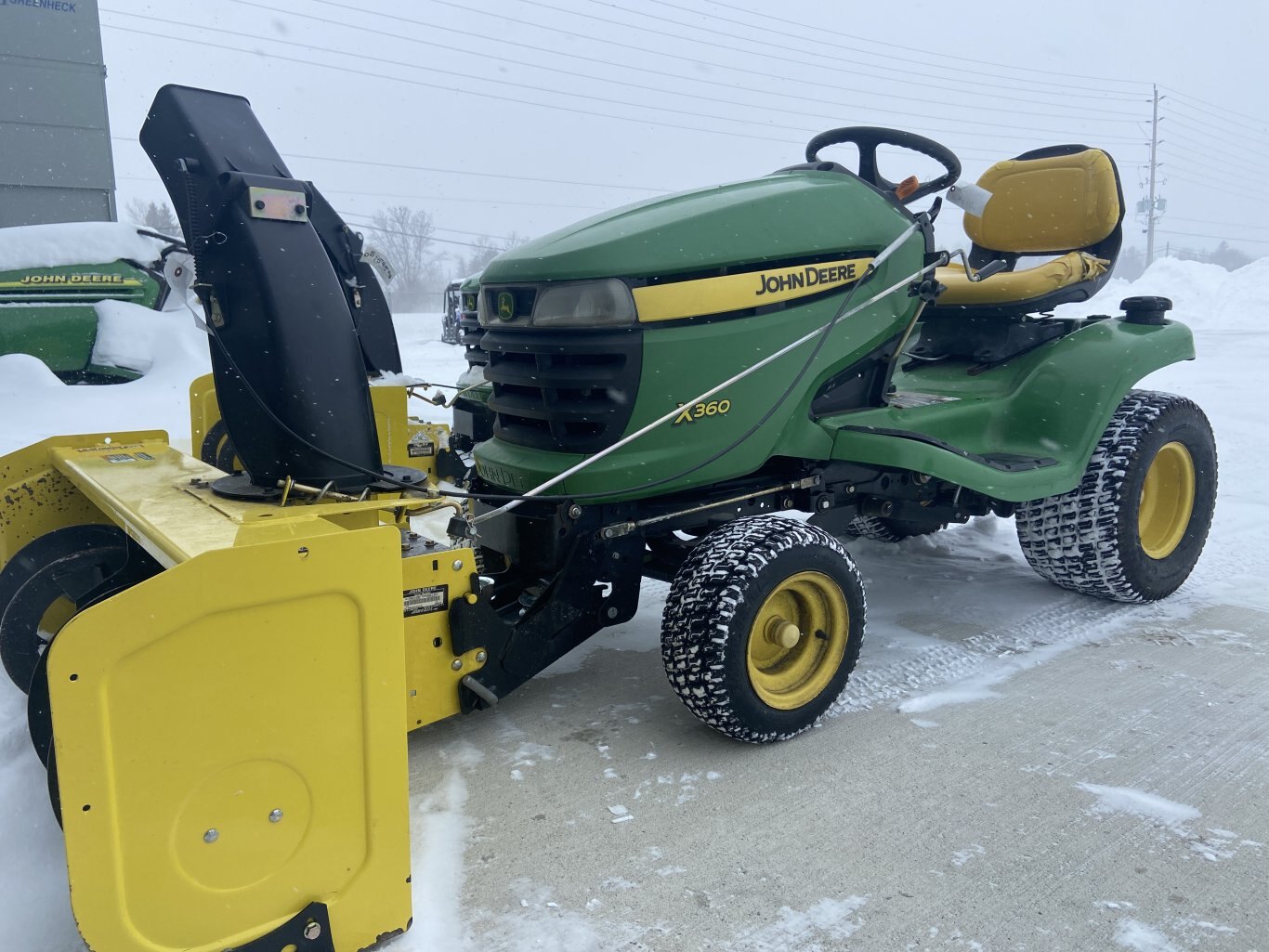 2013 JOHN DEERE X360 48 MOWER DECK AND 44 SNOWBLOWER