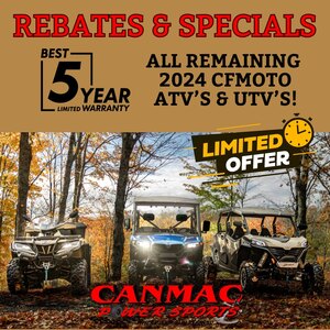 HUGE discounts on ALL remaining 2024 CFMOTO ATVs & UTVs!