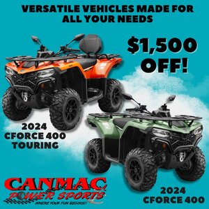 SAVE $1,500 on CFORCE 400 & CFORCE 400 Touring!