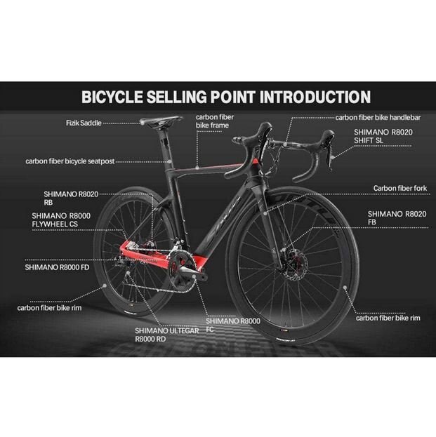 2023 SAVA Meteor 8.0 Full Carbon Road Bike 22Speed / Black red