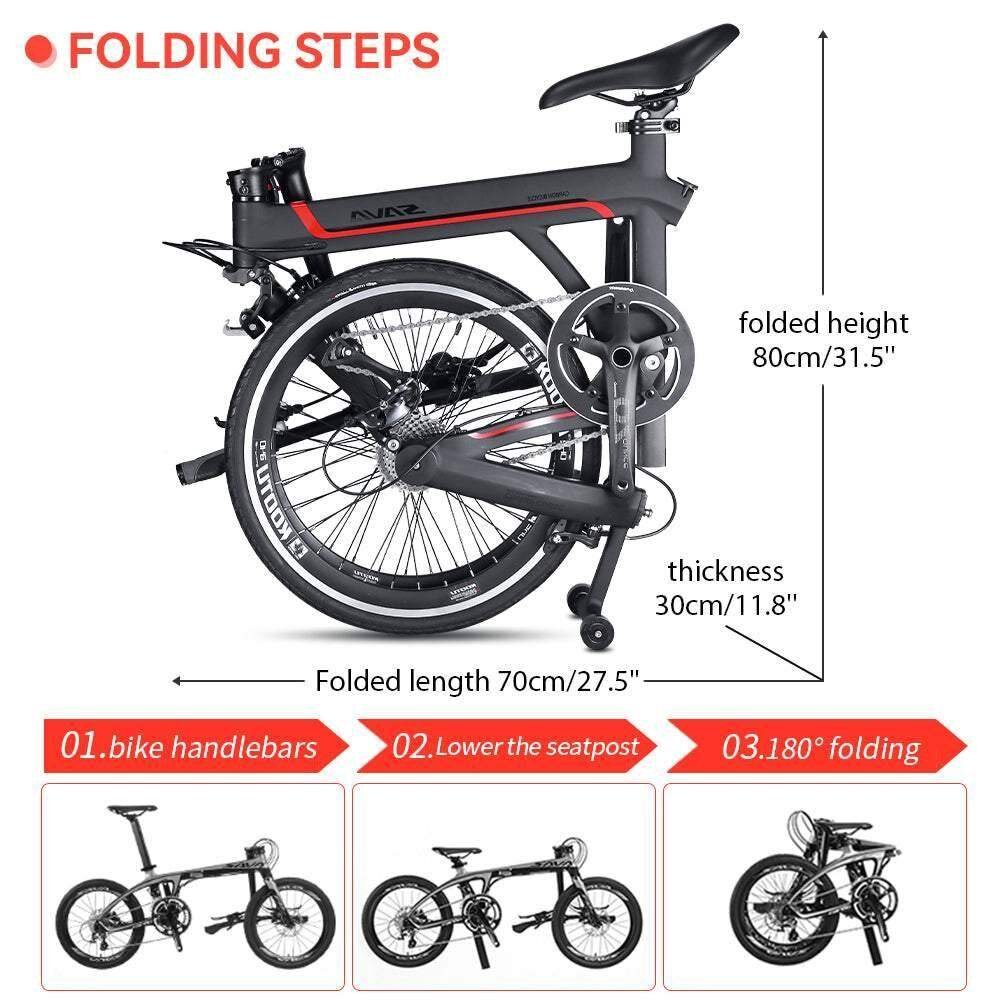 2023 SAVA 20 Inch Z3 Carbon fiber Folding Bike 9Speed / Red