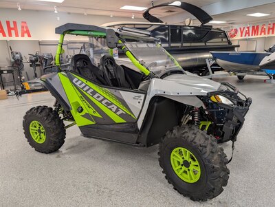 2018 ARCTIC CAT WILDCAT 700 SPORT LIMITED.  LOADED! ONLY 1100 KMS! WINCH, FRONT BUSH GUARD, FRONT AND REAR LED LIGHT BARS, FRONT AND REAR WINDSHIELDS. INTERIOR LIGHTS. DOUBLE SUPPORTED ROLLBAR WITH ROOF. 4 POINT HARNESS RACING SEATS. ELKA SUSPENSION. VERY CLEAN MACHINE AND 50 TRACK WIDTH TO GET DOWN  MOST TIGHT TRAILS!
