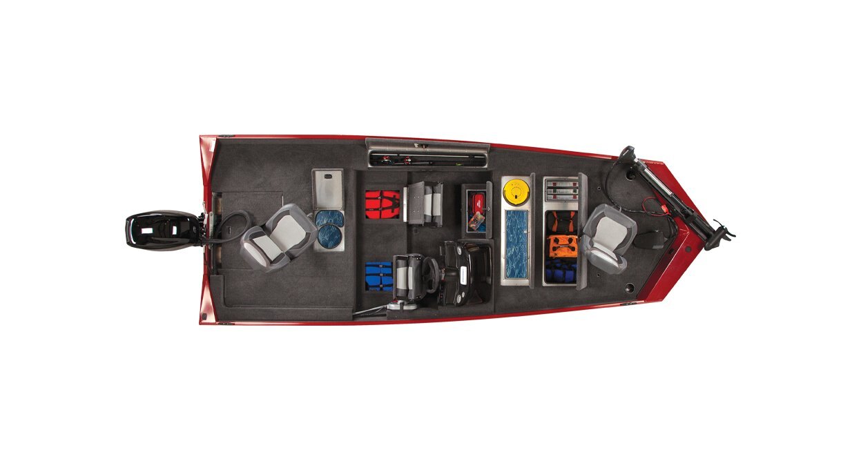 2025 Lowe Boats Skorpion 17 Candy Apple Red Exterior Gray Carpeted Interior