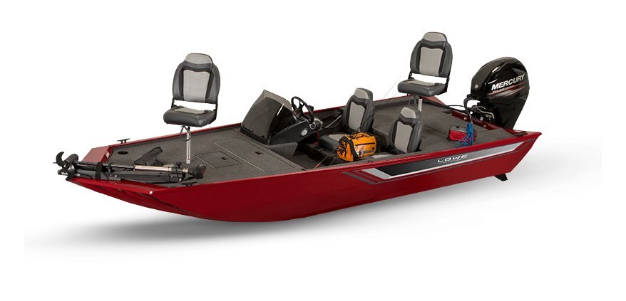 2025 Lowe Boats Skorpion 16 Candy Apple Red Exterior Gray Carpeted Interior