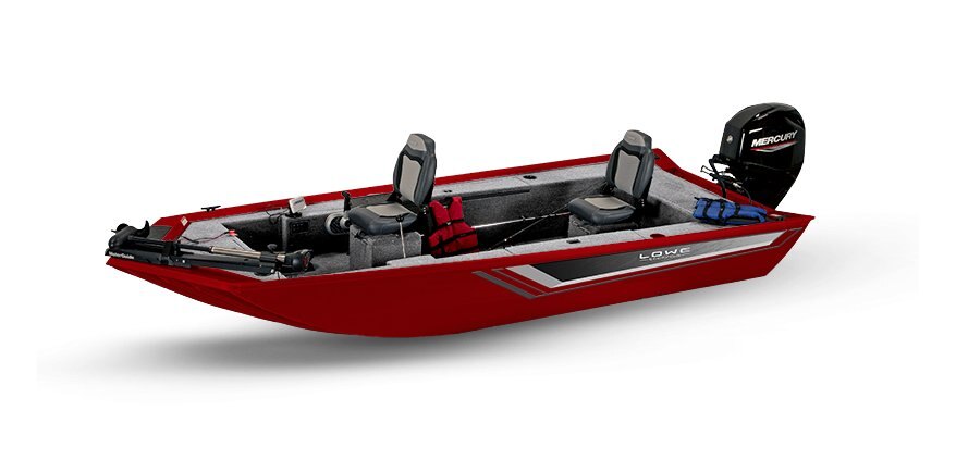 2025 Lowe Boats Skorpion SS Candy Apple Red Exterior Light Gray Poly Roughliner Interior Coating