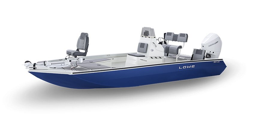 2025 Lowe Boats Bay 22 Bright White Poly Interior w/ Metallic Blue Hull