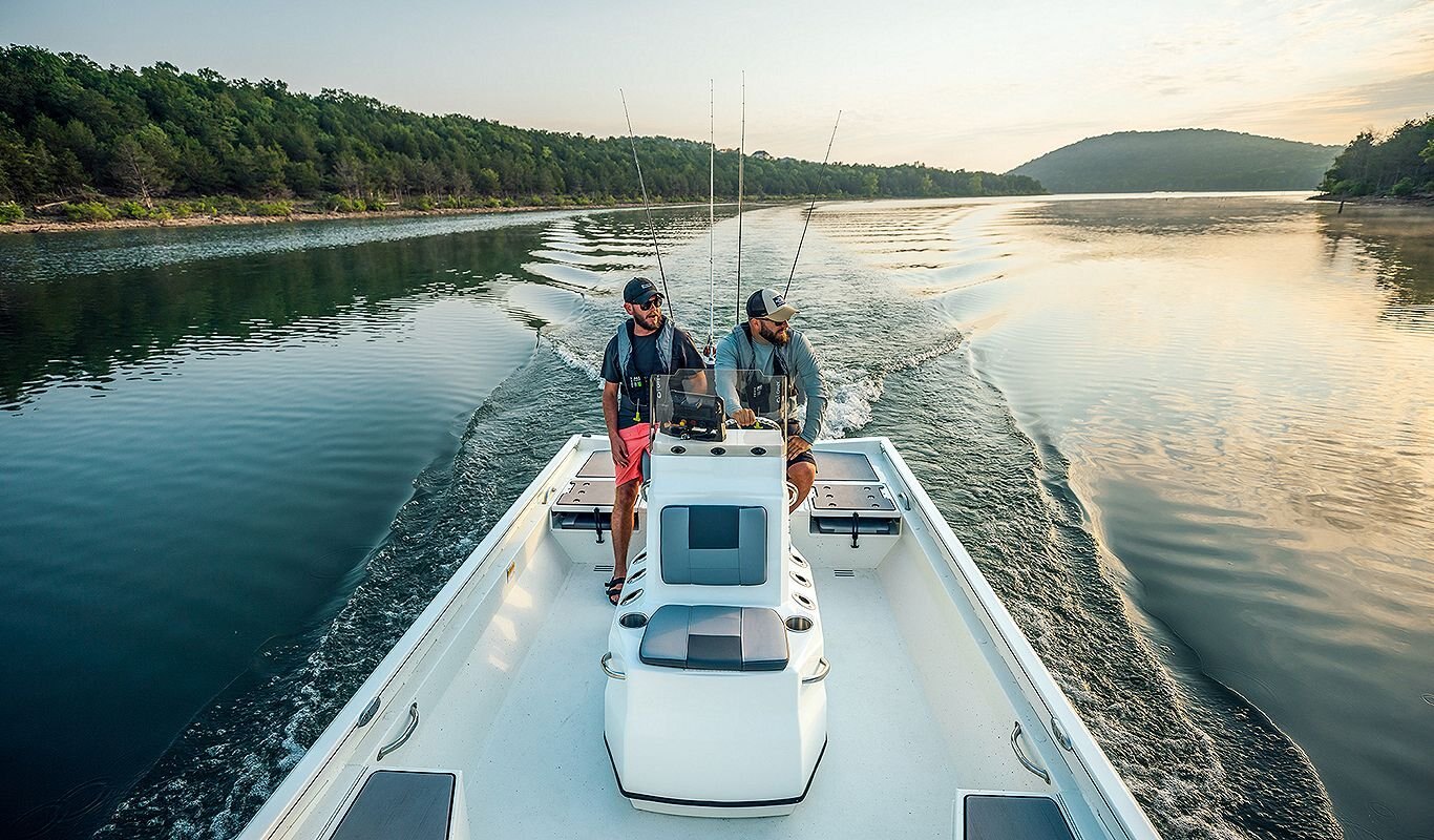 2025 Lowe Boats Bay 22 Infused Red/Black Graphic (Available only with Metallic Black Hull or Bright White Hull)