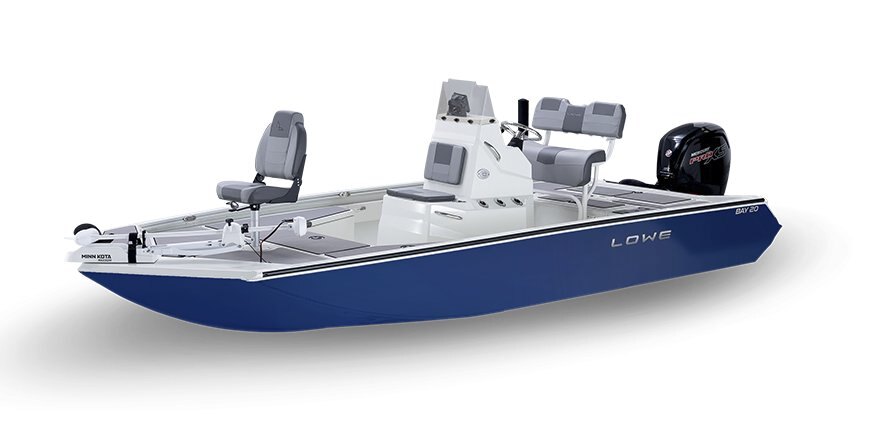 2025 Lowe Boats Bay 20 Bright White Poly Interior w/ Metallic Blue Hull