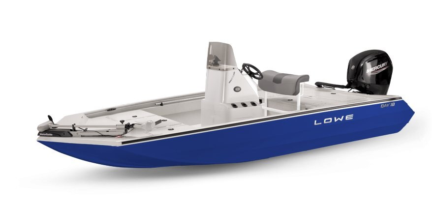 2025 Lowe Boats Bay 18 Bright White Poly Interior w/ Metallic Blue Hull