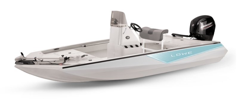 2025 Lowe Boats Bay 18 Marine Teal/White Graphic (Only available with Metallic Black Hull or Bright White Hull)