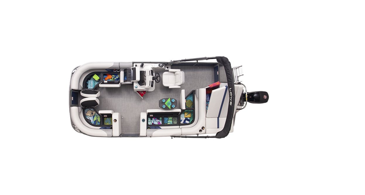 2025 Lowe Boats SS 230 Caribou Metallic Exterior Gray Upholstery with Blue Accents